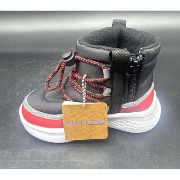 Skechers Skech-Lite Waterproof Black Red Winter Snow Boots TODDLER Sz 6 NEW - Picture 6 of 9